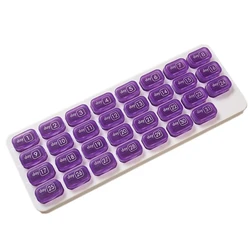 Deluxe Portable Pill Organizer with 31 - Day Removable Pods for Convenient Travel Use (Purple)