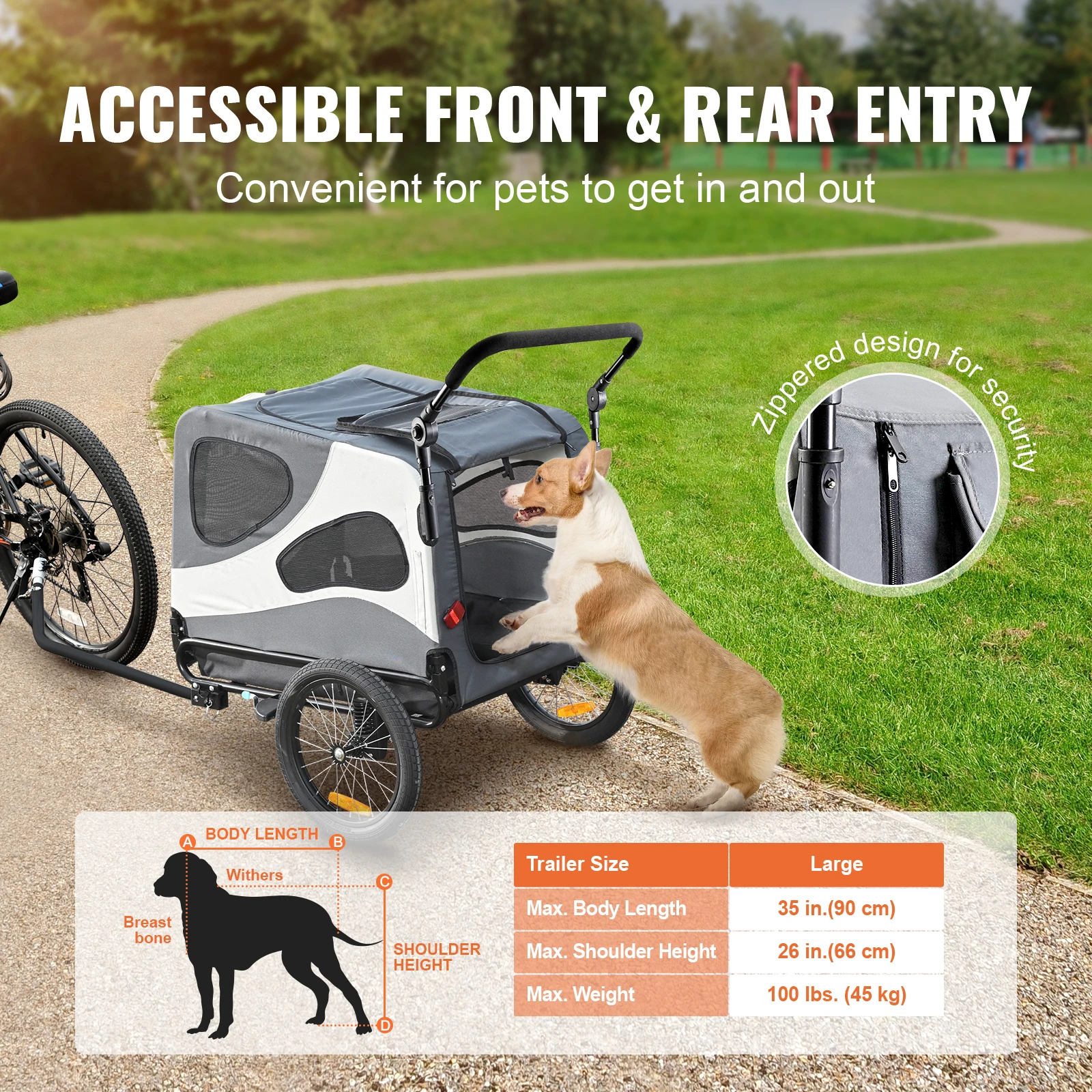 VEVOR 100 lbs Dog Bike Trailer and Stroller