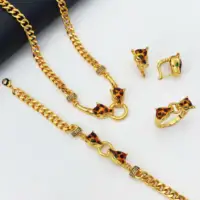 JRH Engagement Necklace Ring Bracelet Earring  Plated Golden Wedding Bridal Jewelry Sets For Women  Party African Dubai  Gift