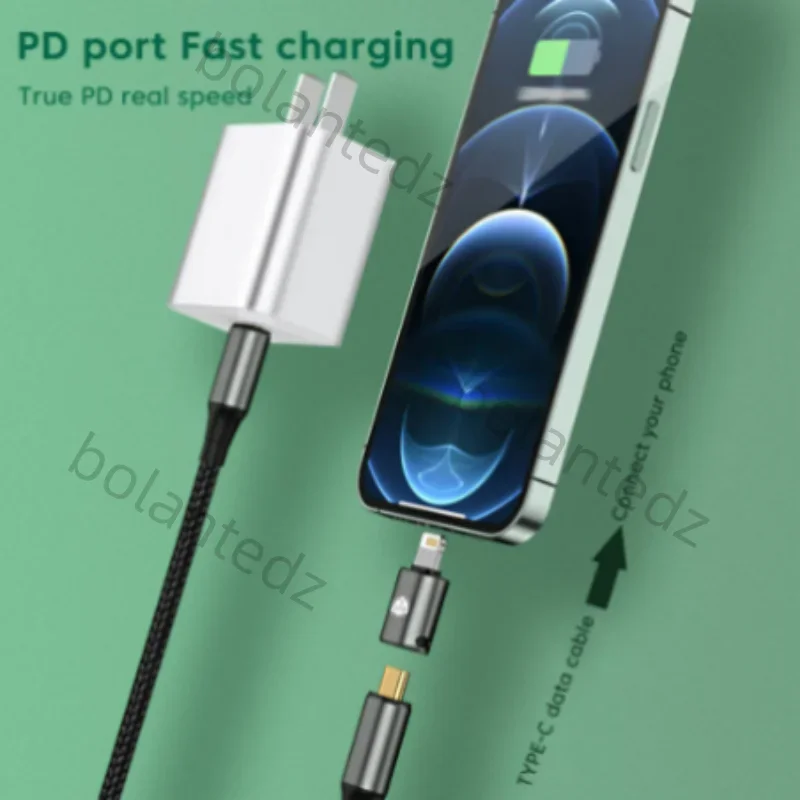 Plug Adapter Quick Charger AC Adapter PD20W Type C Fast Charging for iPhone 13 12 11 USB-C Female to 8-Pin Male Converter OTG Data Sync