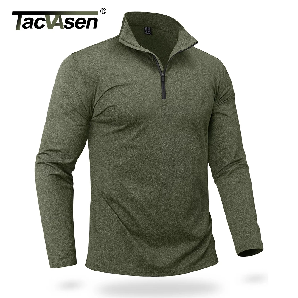 TACVASEN Spring/Fall Thermal Sports Sweater Men's 1/4 Zipper Tops Breathable Gym Running T Shirt Pullover Male Activewear
