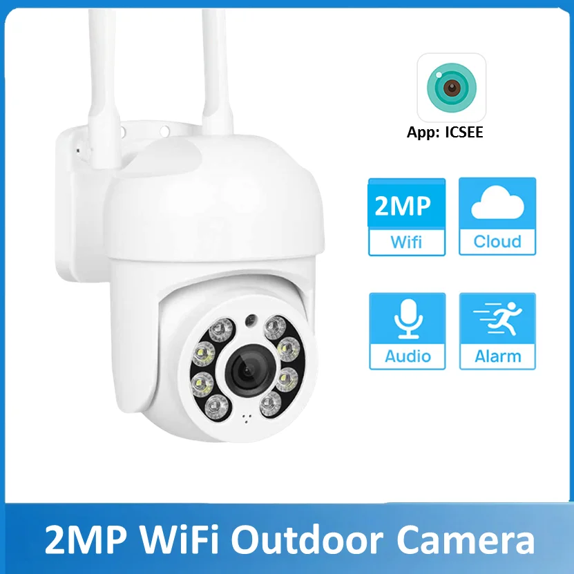 ICSEE App Wireless PTZ Camera HD 1080P Color Night Vision Wifi IP Camera Outdoor Ai Auto Tracking CCTV Surveillance Cam iCsee 1