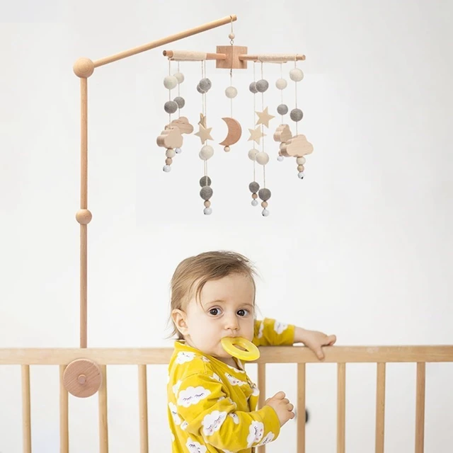 1Pc Newborn Wooden Bed Bell Bracket Set Mobile Hanging Rattles