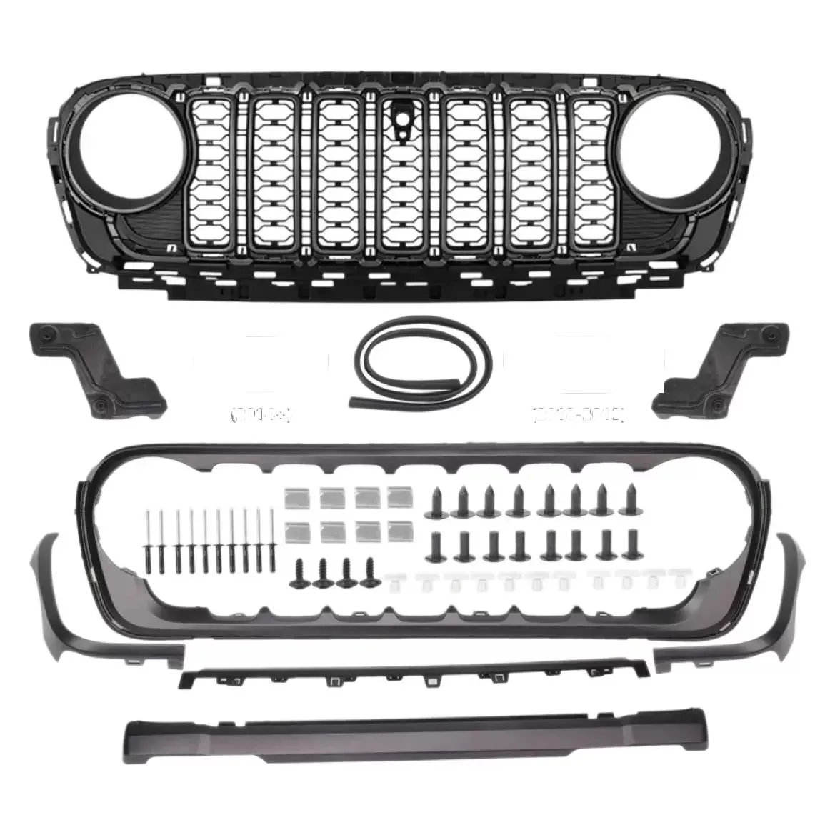 지프 랭글러 JL 2018-2024용 프론트 범퍼 그릴, 개조된 새로운 스타일 그릴 네트 마스크 라디에이터 자동차 액세서리