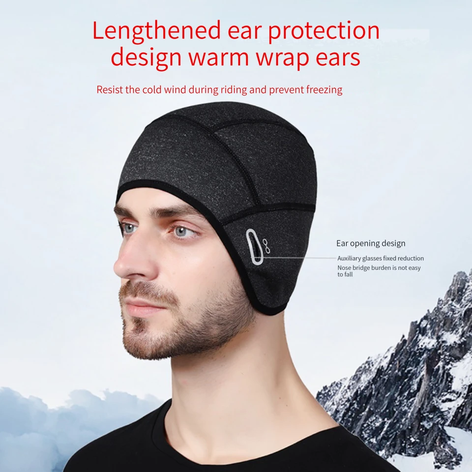 LOOGDEEL Cycling Cap Winter Warm Helmet Outdoor Sports Skiing Motorcycle Riding Bike Hat With Eyeglass Hole Windproof Headwear 3