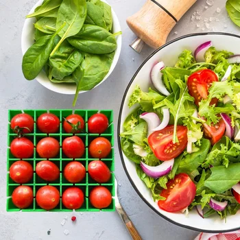 Cherry Tomatoe Cutter Slicer Half or Quarter Cutting 16Pc at a Time Fruit Container Holder Cutter for Salad Kids Toddlers Snacks
