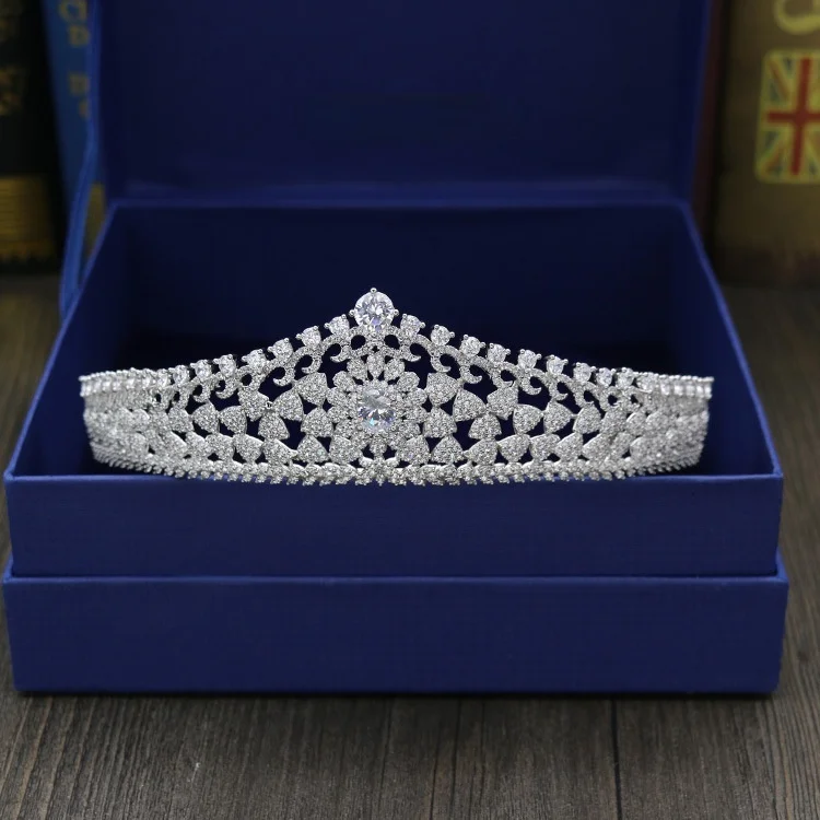 

Bride Headdress Dignified Rhinestone Court Queen Big Crown Zircon Hair Accessories Wedding Dress Formal Dress Accessories