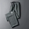 Summer Thin Ice Silk Linen Casual Pants for Men Loose Straight Leg Sport Long Trousers Comfortable Lightweight Breathable
