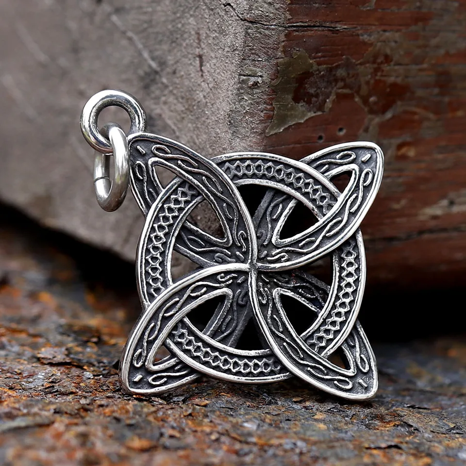 Portachiavi Con Nodo Della Strega Celtico Vichingo In Acciaio Inox - Amuleto Di Protezione Uomo/Donna - 2