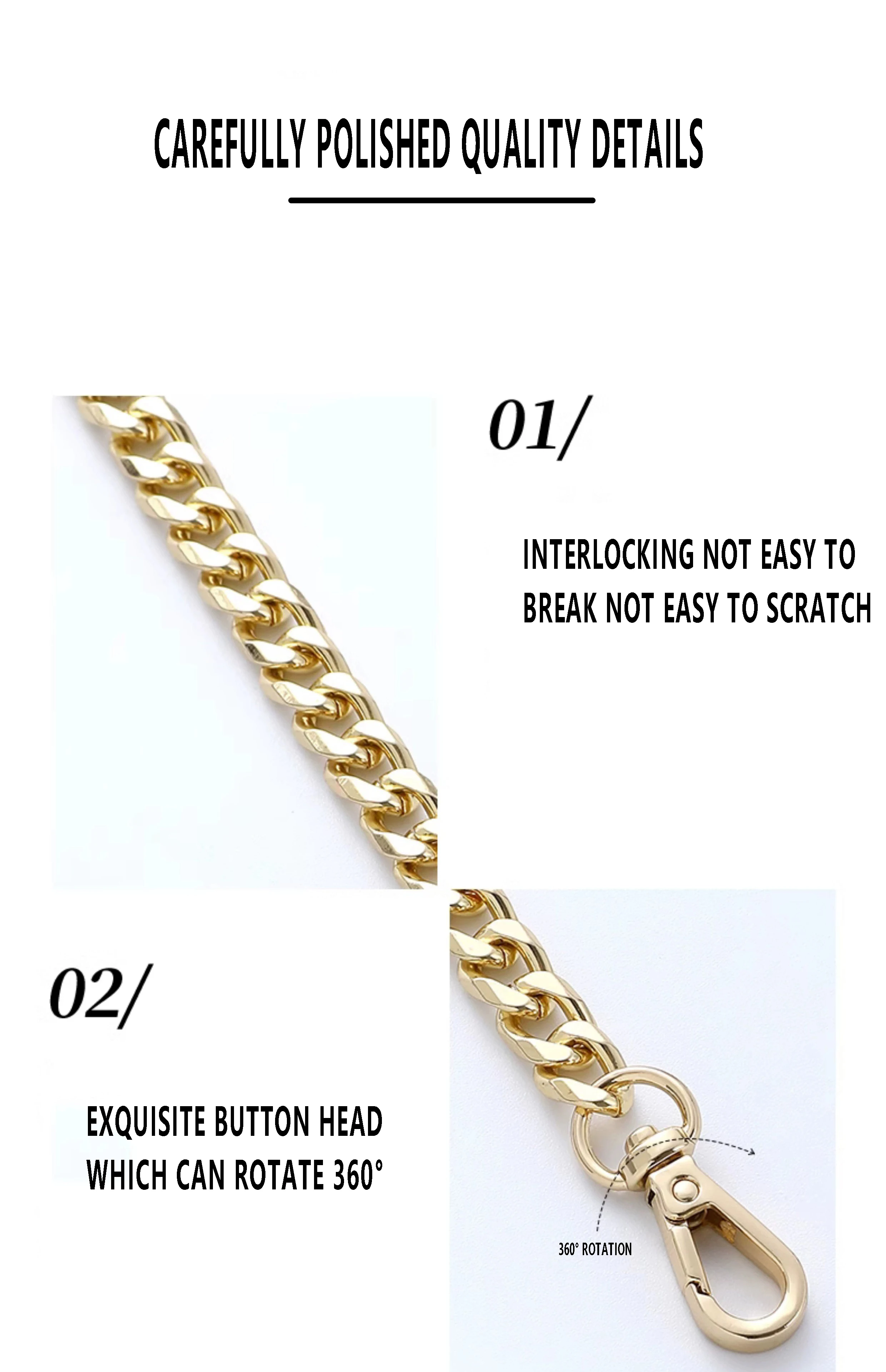 DIY Extension Chains Replacement Strap Accessories Handbag Metal Wallet Chain Shoulder Bag Chain Strap 120cm Without Fading