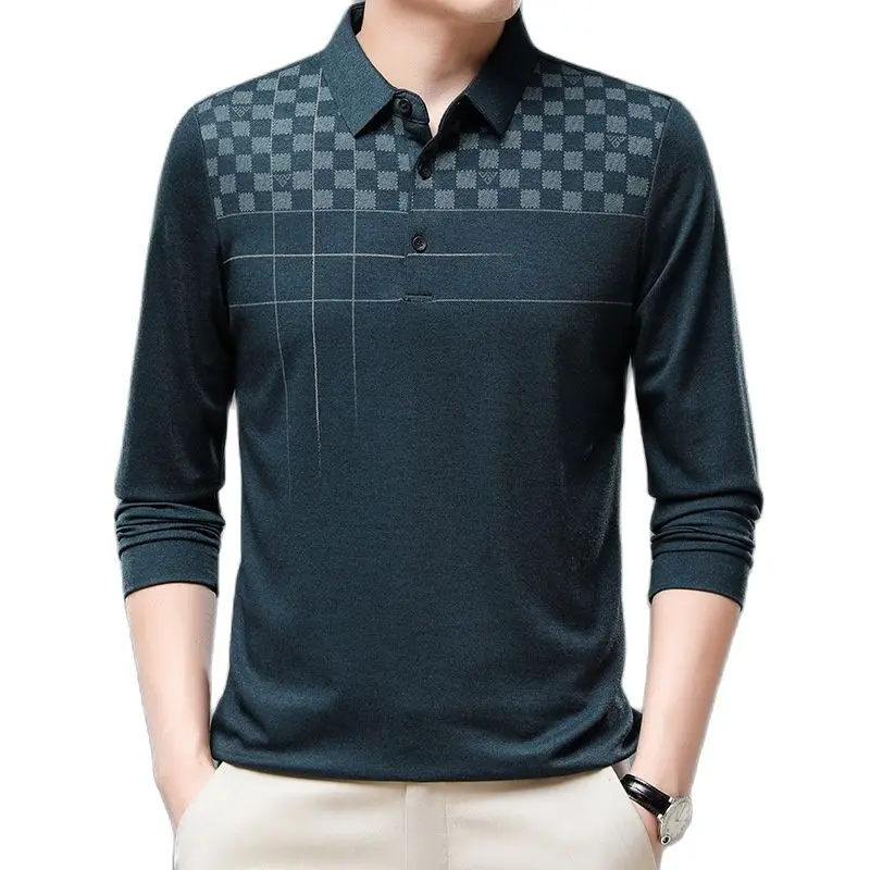 

New Polo Shirt Autumn Men's Trendy Polo Collar Long Sleeve T-shirt Youth Casual Top