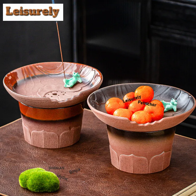 1100ML Coarse Pottery Old Rock Clay Lotus Jianshui Tea Wash Tea Residue Bucket Tea Garbage Can Household Chaxi Accessories Craft