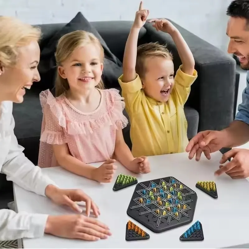 Geometry Chain Chess Puzzle Triangle Chess Game Rubber Band Training Family Interaction Exercise Thinking For Kids Gifts