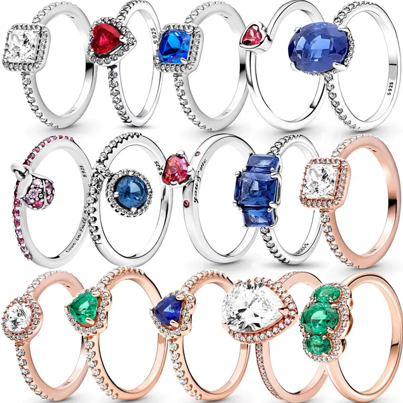 2023 New Pandora 925 Anello In Argento Scintillante Zircone Amore Cuore Cz Anello Per Le Donne Regalo Di Fidanzamento Gioielli Originali Regali