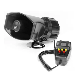 Universal 7 - Sound Loud Car Warning Siren and Air Horn System - 12V (Black)