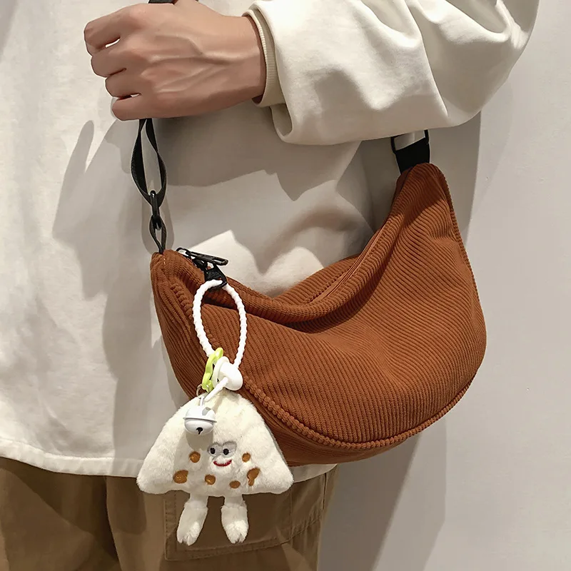 

Small bags for men and women 2023 new fashion Korean style single shoulder crossbody bag trendy corduroy corduroy small backpack