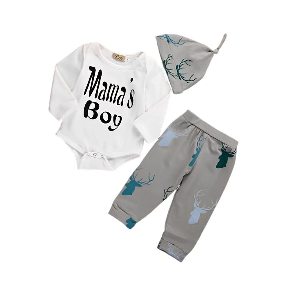 

3pcs Baby Clothes Sets Boys Newborn Kids Suits Breathable Tops Pants