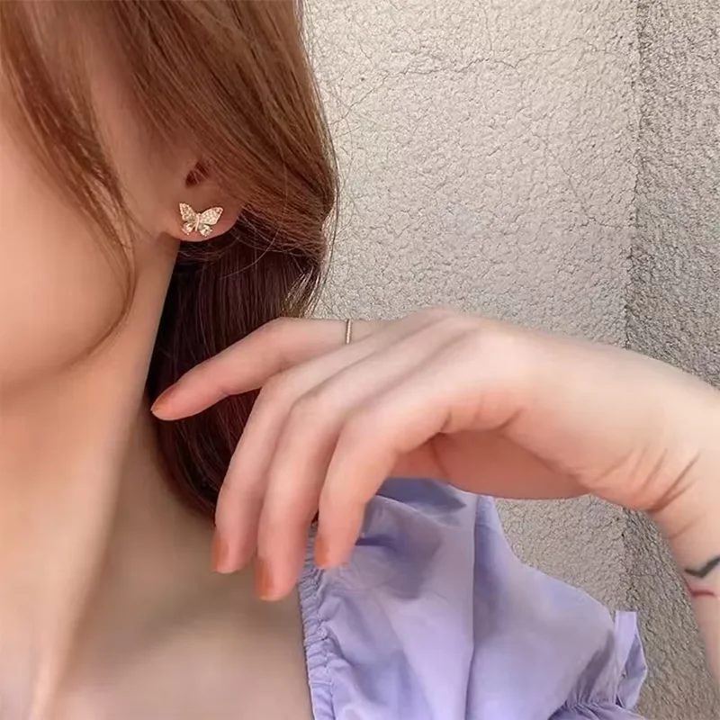 Dangle Earrings Fashion Butterfly Tassel Drop For Women Trendy Shiny Rhinestone Korean Jewelry Girls Party Gifts