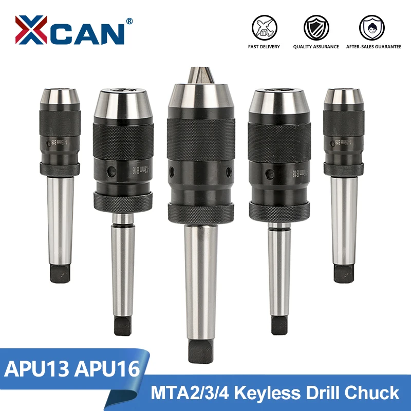 XCAN Werkzeughalter Selbstspannendes Bohrfutter MTA2 MTA3 MTA4 APU13 APU16 Automatisches schlüsselloses Morsebohrfutter CNC-Bohrmaschine