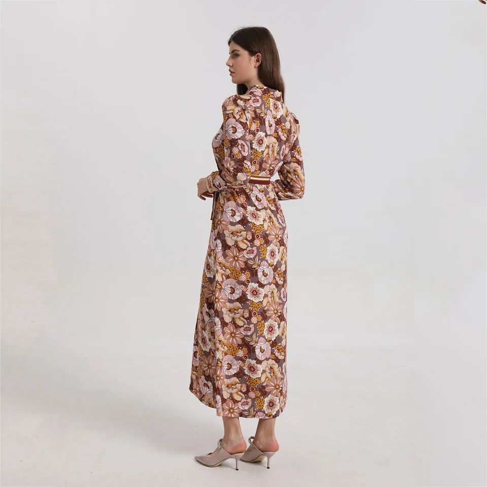 AP ISHA Style Print Soft Maxi Dress with Belt 2024 Spring and Summer Big Girls and Women Dresses Clothes 01-3