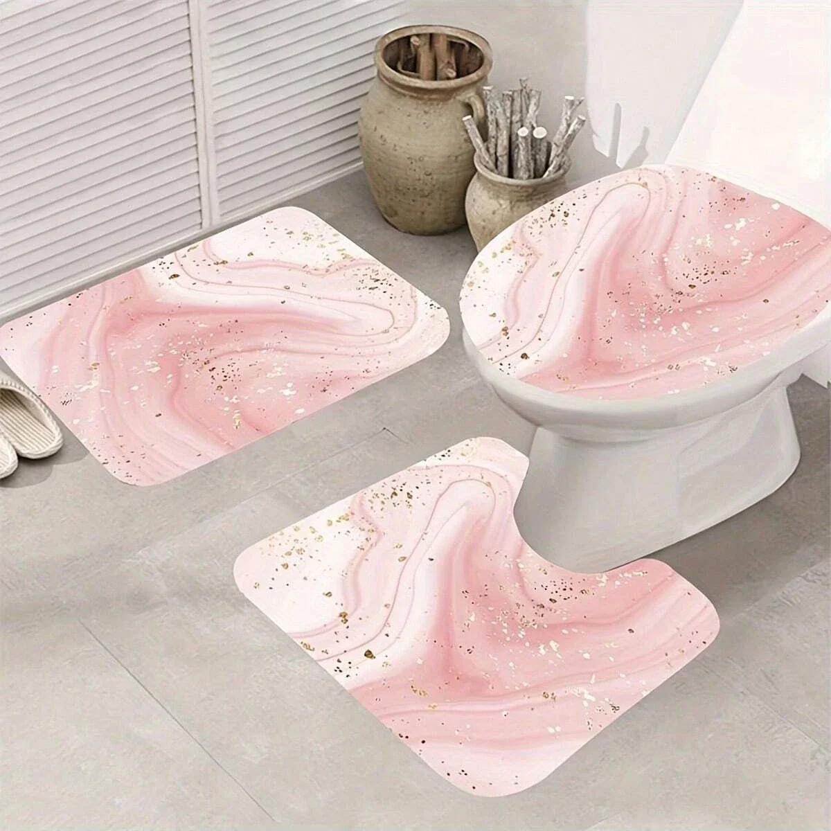 Pink Marble Gilding Shower Curtain Water-resistant