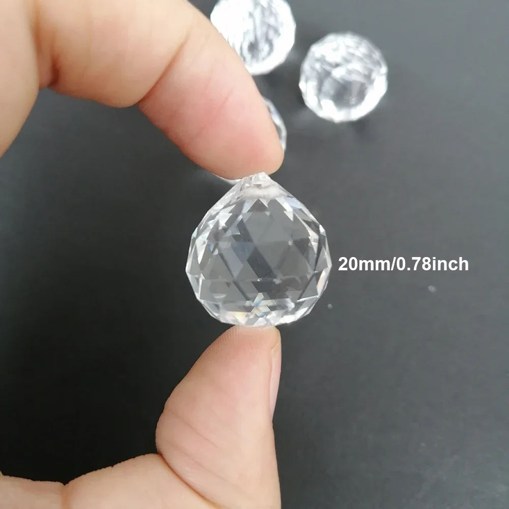 20mm Glass K9 Faceted Crystal Ball Pendant Prisms Lamp Lighting Part Hanging Chandelier Suncatcher Wedding Party DIY 5pcs Camal