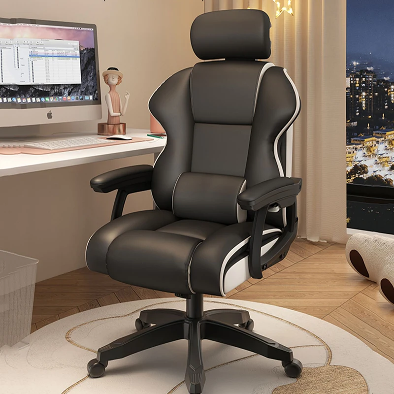 Leather Lumbar Support Modern Office Chair Wheels Design Handle Free Shipping Mobile Swivel Chair Lazy Lounge Sillas Furniture