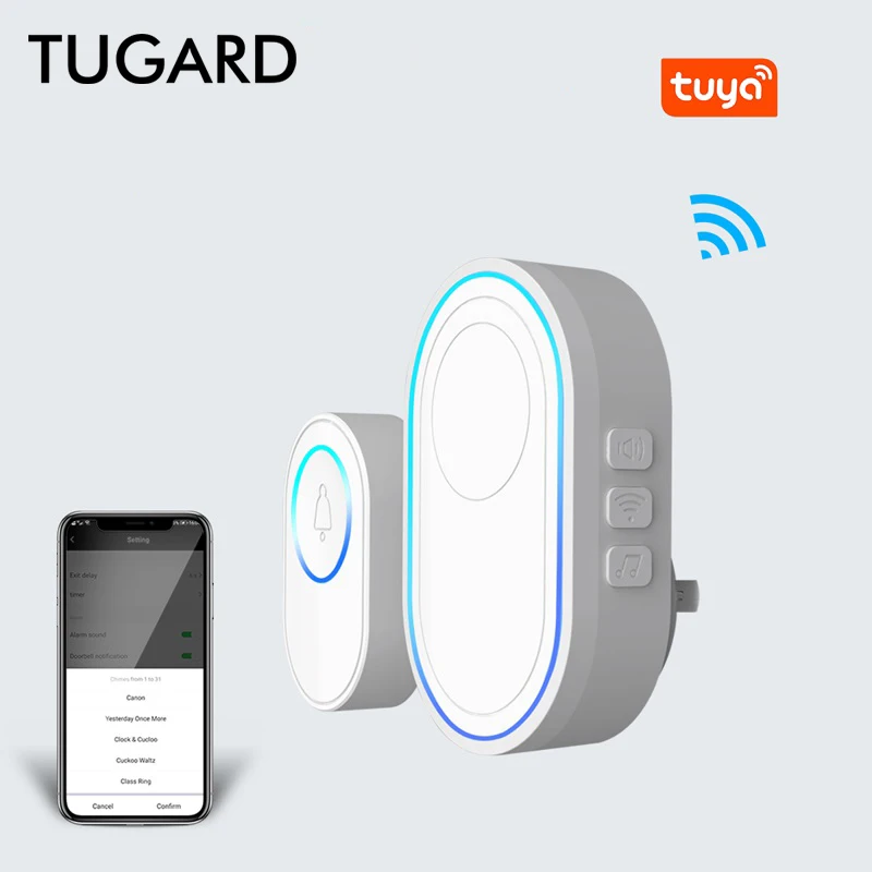 

TUGARD Tuya WiFi Smart Wireless Doorbell Alarm System Anti Theft and Fire Prevention for Smart Life Family Safety Protection