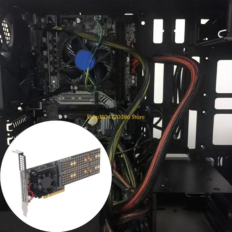 K0EA 4 채널 NVMe 확장 카드 활성 냉각 솔루션 PCIe3.0 인터페이스 하드웨어 수준 SSD는 도구가 필요 없는 설치를 지원합니다.