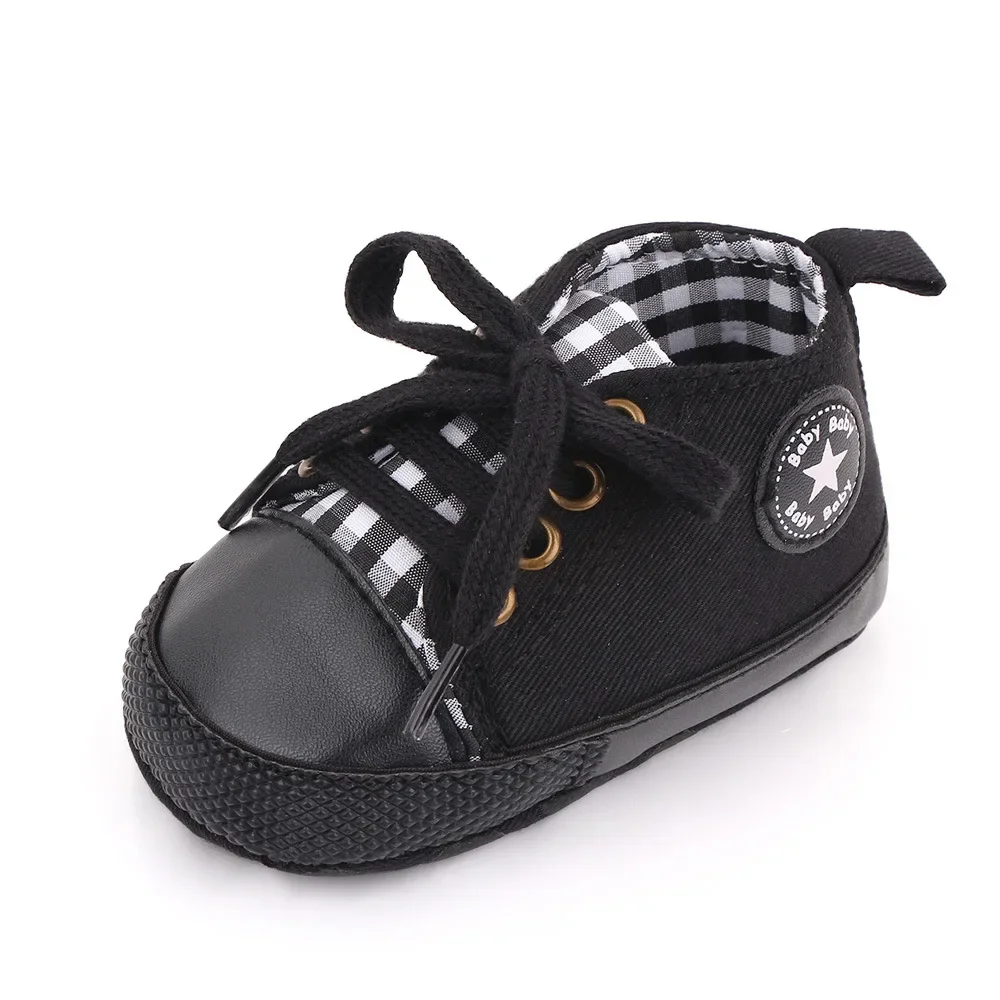 Baby Canvas Classic Sneakers - Star Print First Walkers with Anti-Slip Soles