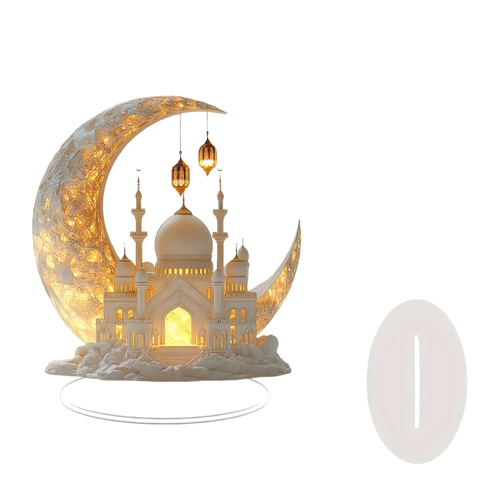 2D Acrylic Crescent Castle Ornament Ramadan Festival Decoration Eid Al-Fitr Mubarak Islamic Table Sign Home Party Events Decor 2