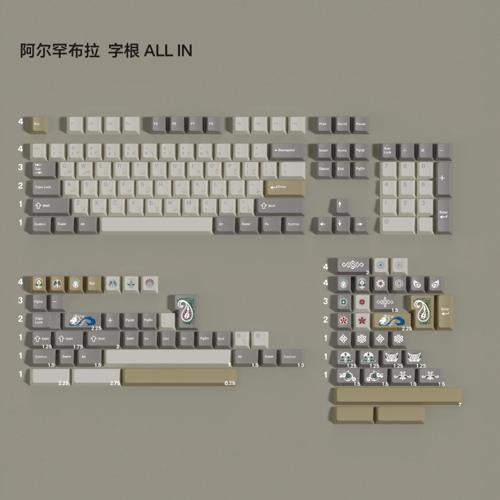 PBT 키 캡 Alhambra 키 캡 체리 프로필 염료 하위 키 캡 영어 MX 스위치 기계식 키보드 GH60 61 64 68 75 84 96 980