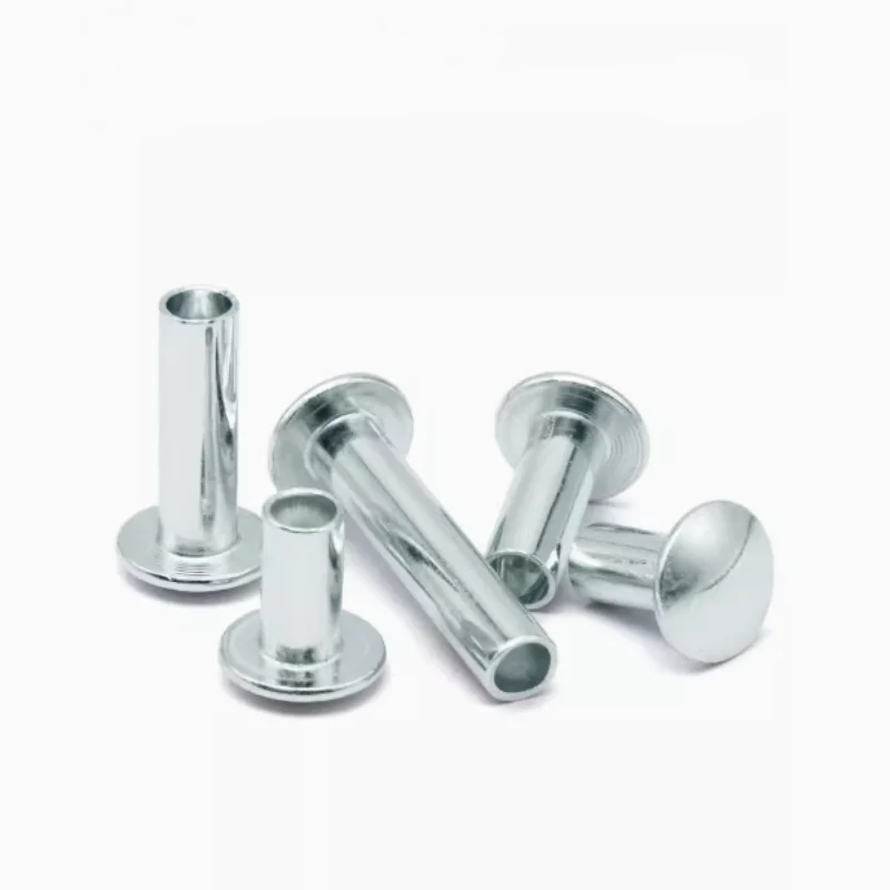 GB873 Galvanized iron large flat head semi-hollow rivet knock type carbon steel flat head hollow rivet M4