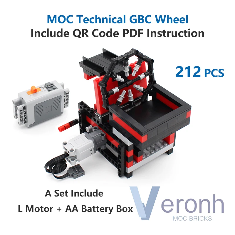 212 Pcs Technolgy Great Ball Contraption Set Building Blocks Kid Gift Compatible With Power Functions High-Tech Moc Bricks Toys