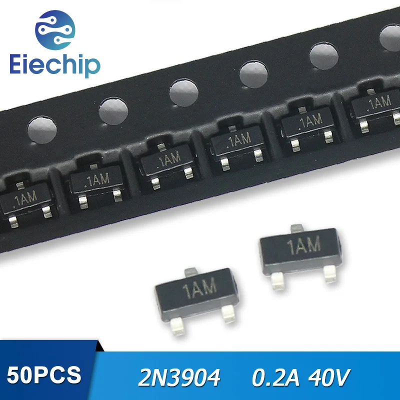 Transistores SMD, 2N3904 SOT-23, 1AM, SOT23, 0.2A, 40V, 50 PCes pelo lote