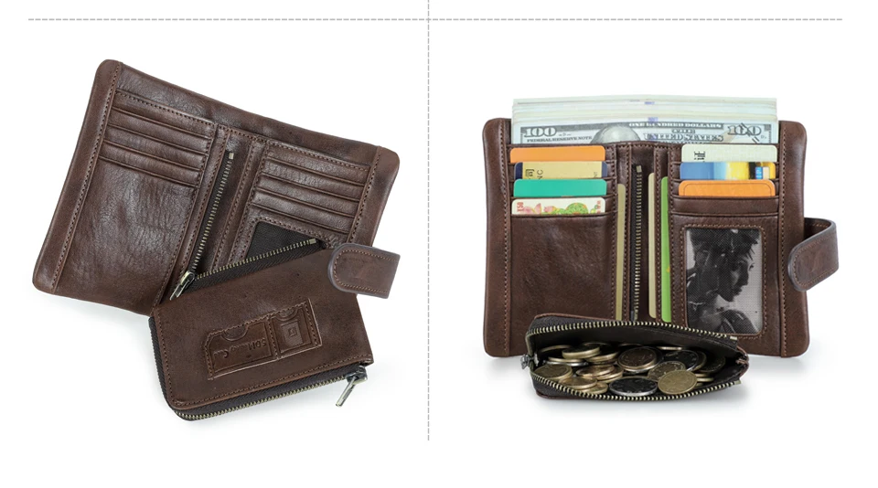 CONTACT'S Echtleder Herren-Geldbörsen RFID Vintage Senior Bankkartenhalter Münzbörsen Geldklammern Reise- und Business-Herrenbrieftaschen – Detail 11