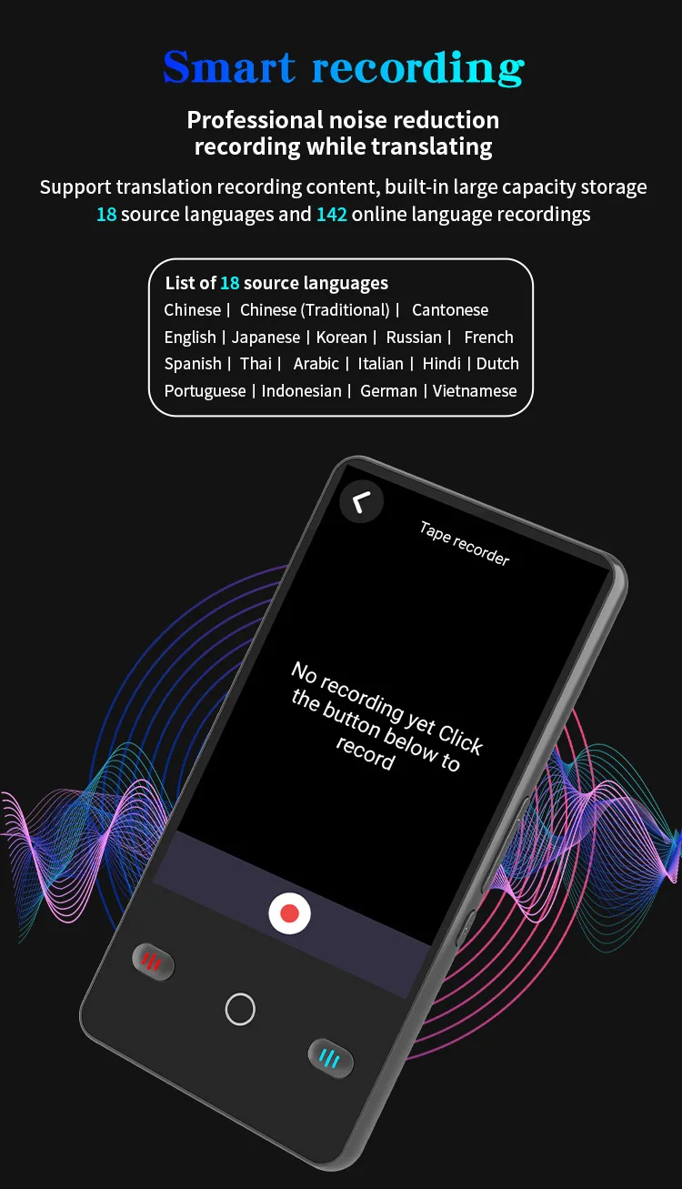 Portable Translator Device F1 Intelligent Language In Real-time Voice Recording Text Smart Translation Device Business Travel