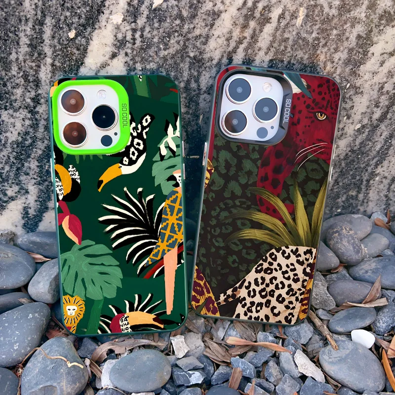 Leoparden-Hintergrund Blumenmuster Handyhülle für iPhone 17 16 Hüllen iPhone 13 Mini 12 11 Pro Max 15 14 Pro Max Plus Laser-Cover – Detail 14