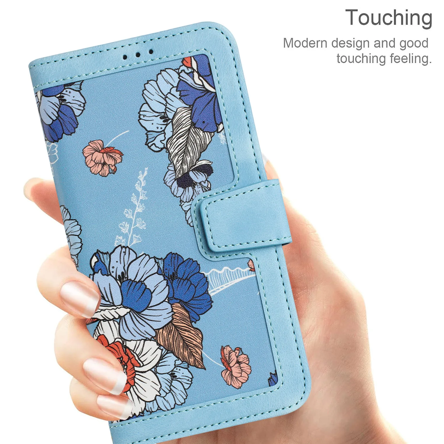 Floral Flip Cover Phone Wallet Case - Elegant Book-Style Design
