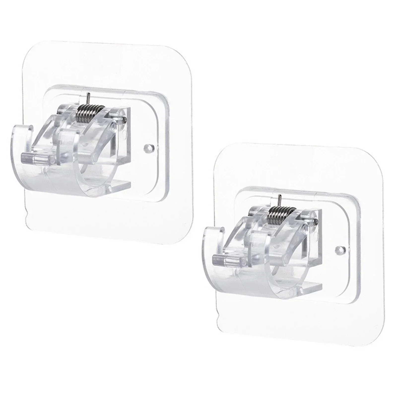 2PCS Adjustable Curtain Rod Clip Self Adhesive Clamp Hook Curtain Holder Wall Bracket Holder Nail-Free Wall Hanging Clip