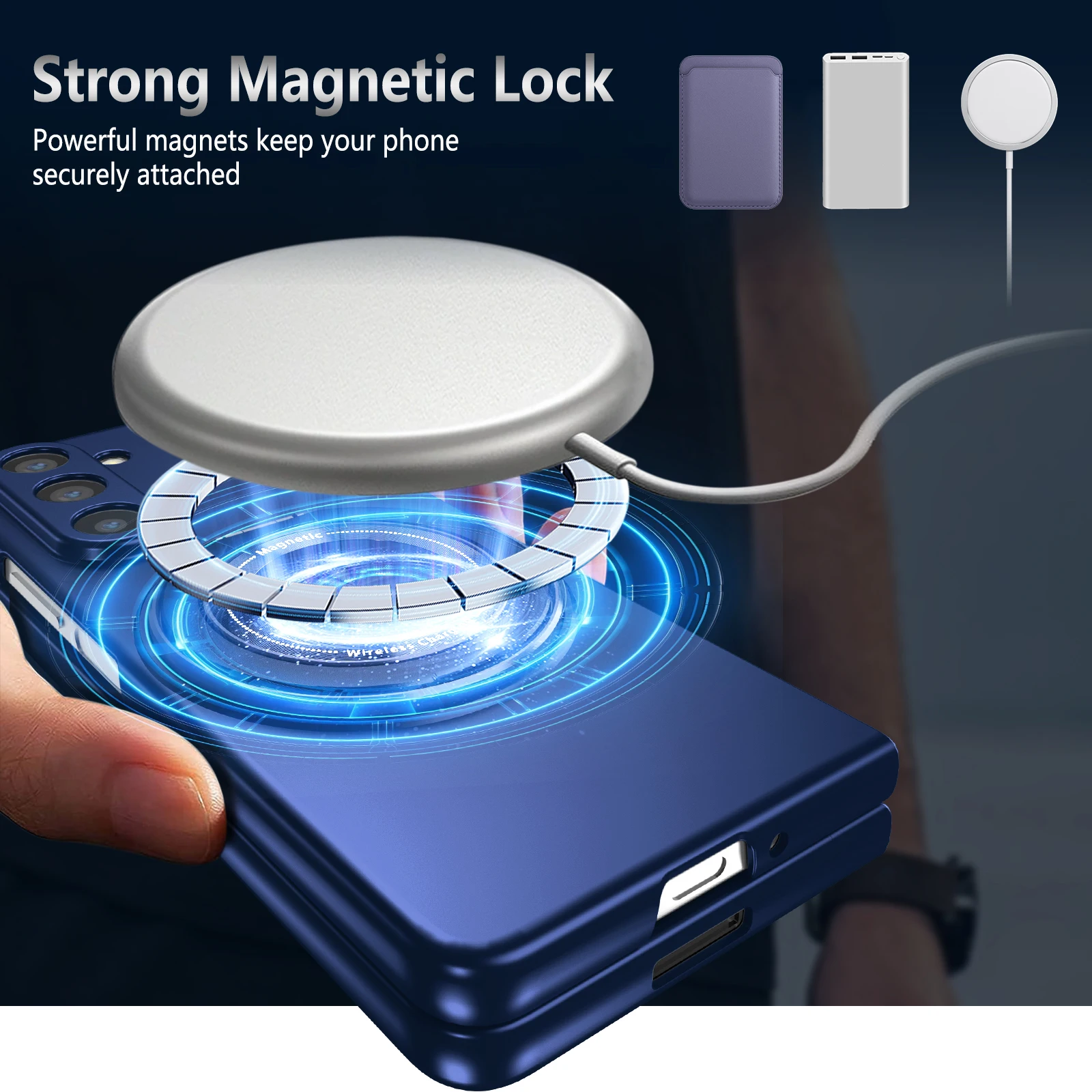 Magnetic Wireless Charging Case with 360° Rotating Stand Holder - Protective Cover