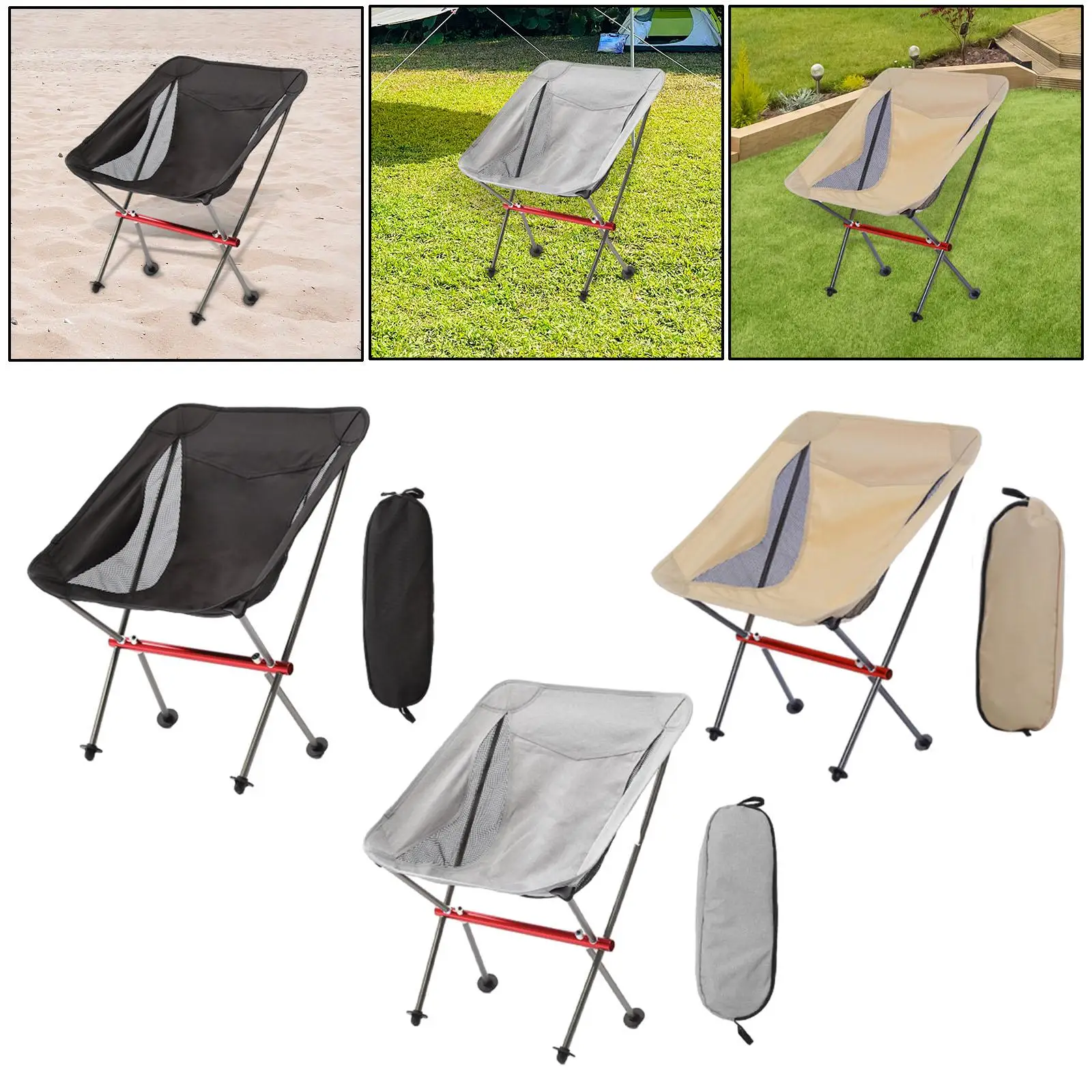 Folding Camping Chair Practical Collapsible with Carrying Bag Portable Folding Chair for Park Picnics Barbecue Yard Garden