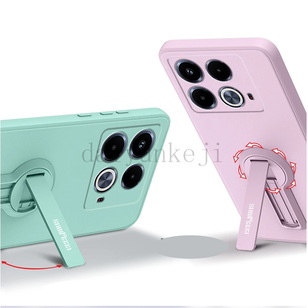 Silicone Soft Phone Case with Holder Bracket and Screen Protector