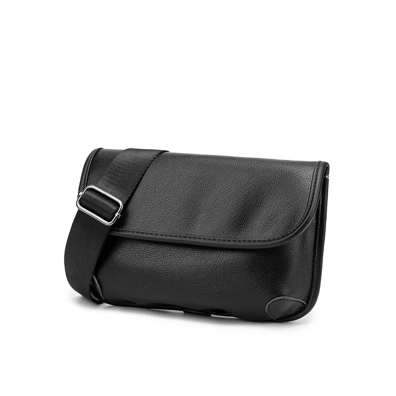 Casual Fashion Crossbody Bag Men Small Square Bag Soft PU Leather Shoulder Bag Mens Mobile Phone Bag Handbag Male Messenger Bag