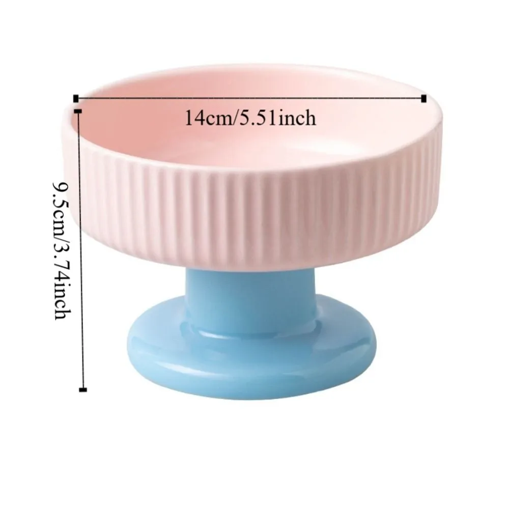 Dopamine Color Cat Bowl Creative Cute Pet High Footed Cup Bowl Non-slip Anti Tipping Pet Drinking Feeder Water Container