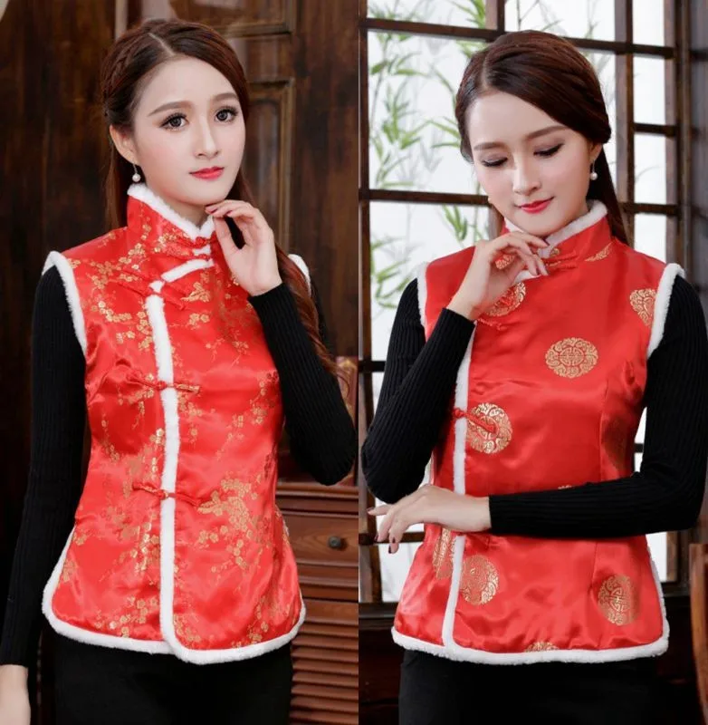 Women Tang Suit Hanfu Tops Dragon Phoenix Vest Winter