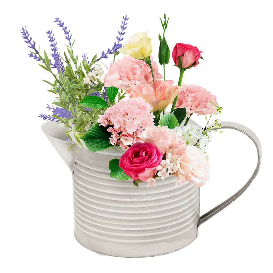 Rustic Vintage Galvanized Metal Flower Vase