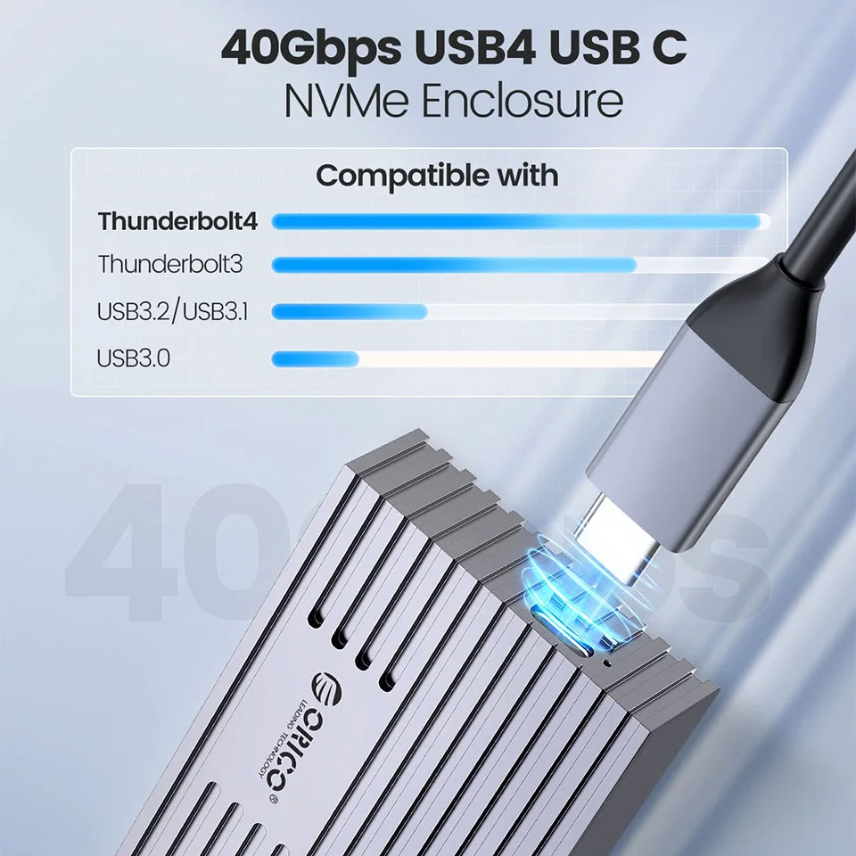 Orico-caixa Ssd de Alta Velocidade Gabinete M.2 Nvme Tampa hd Externa Thunderbolt Usb tipo c 3.0 Caixa de Armazenamento de Disco 40gbps - Imagem 2