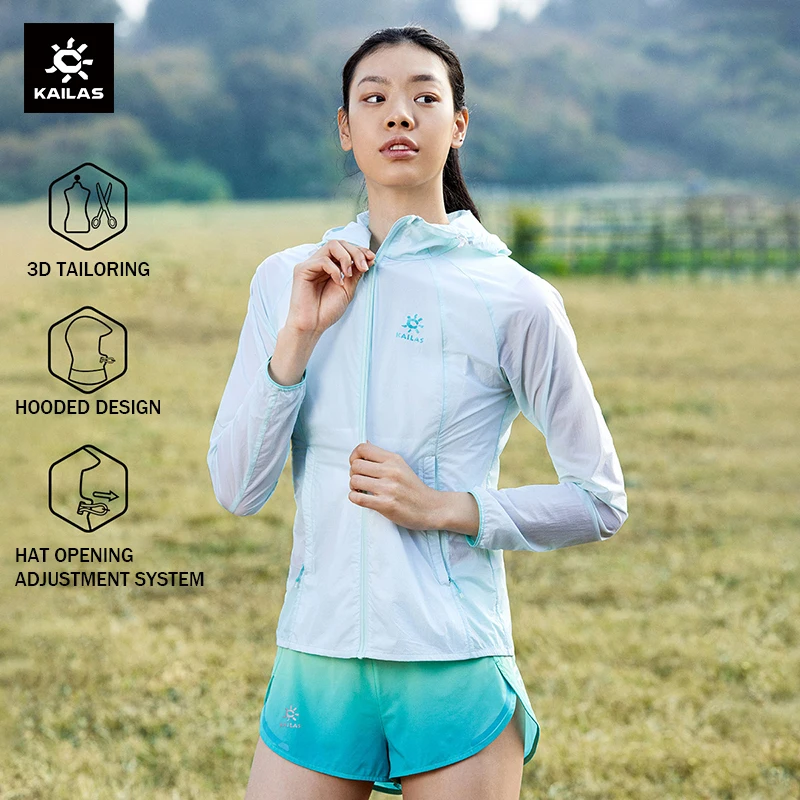 

KAILAS UPF 50+ UV Sun Protection Thin Windbreaker for Women Summer Outdoor Hiking Travel Casual Female Hooded Jackets KG2116608