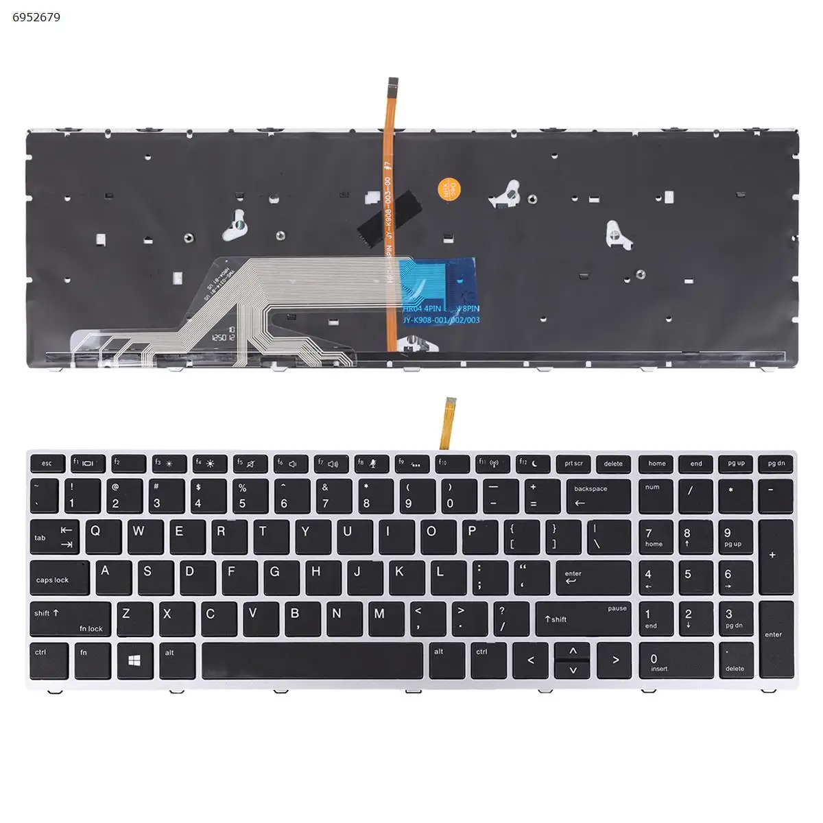 Tastiera Per Laptop Usa Per Hp Probook 450 G5 455 G5 470 G5 Cornice Argento Con Retroilluminazione
